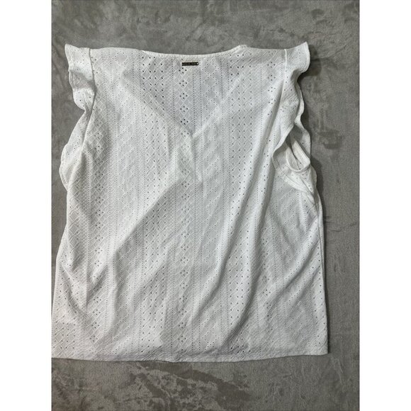 Women’s Michael Kors Blouse White V-Neck Size Xl - Picture 11 of 13